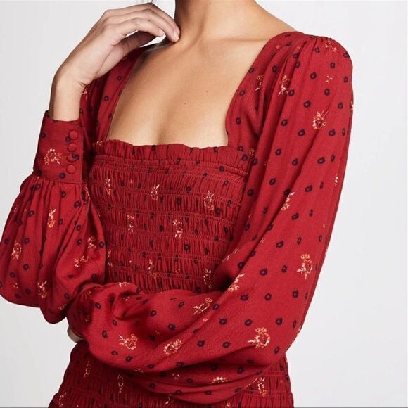 NWT Free People drop waist ruby cosmo puff sleeve dress - Picture 5 of 13